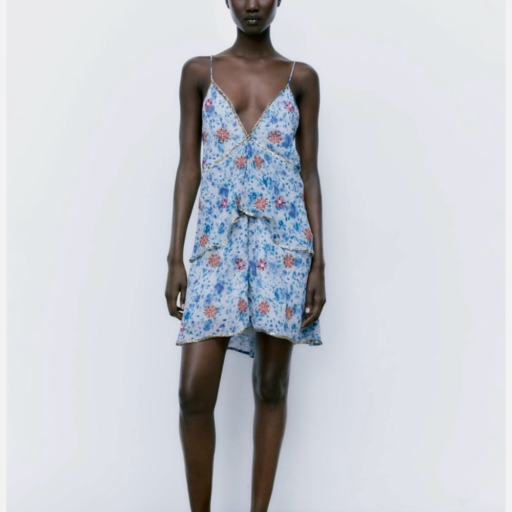 Zara SHORT DRESS WITH RHINESTONES